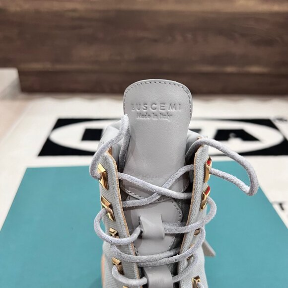 Women's Buscemi St Moritz Light Blue Nabuk Canvas Site Hiking Lace Up Boots - Picture 7 of 9